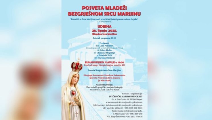 Posveta mladeži Bezgrješnom Srcu Marijinu