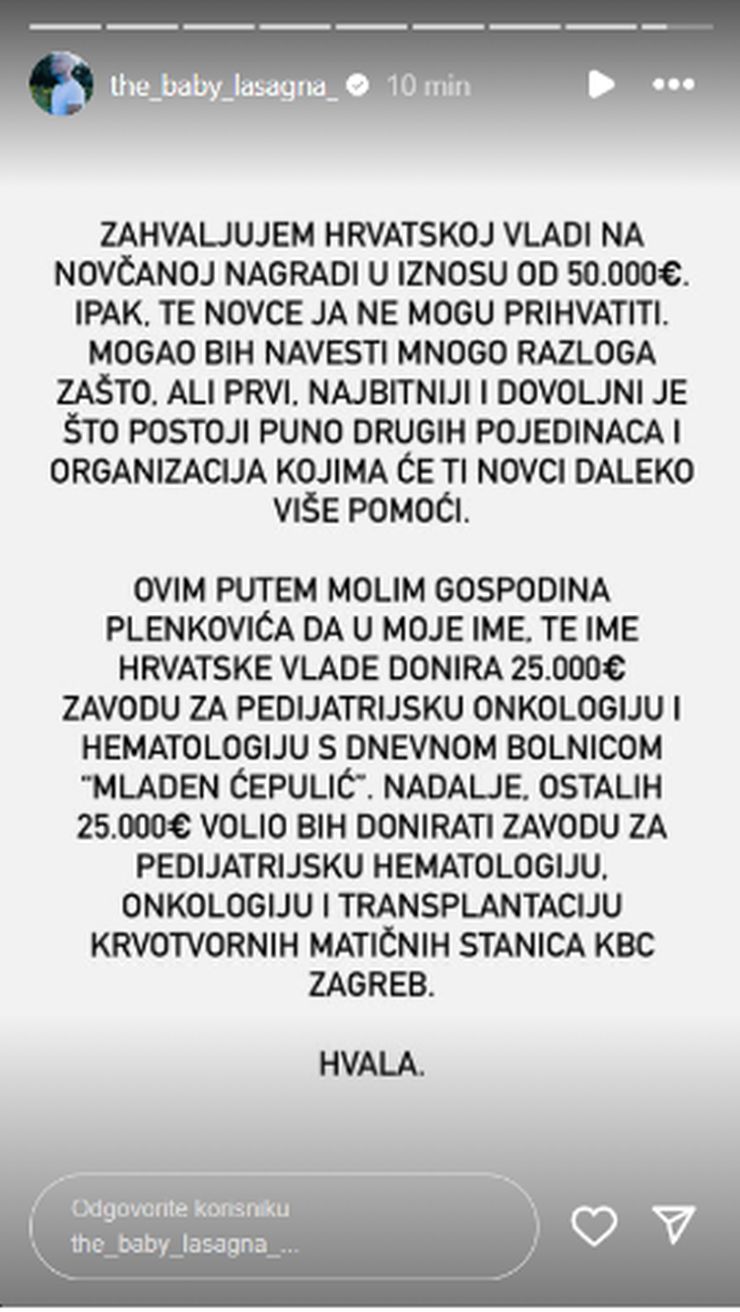 baby lasagna donacija